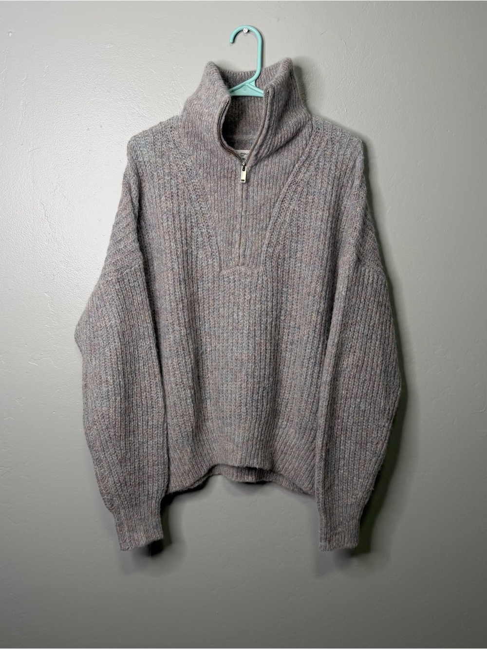 Isabel Marant Étoile Myclan Jumper Sweater Mohair Wool Half Zip Gray Size 34